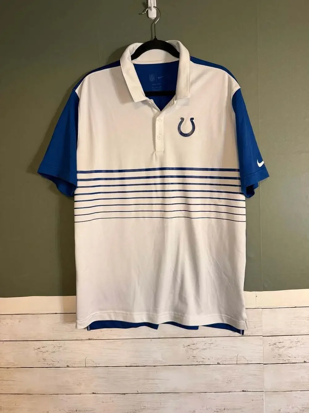 Nike Indianapolis Colts Sideline Victory Stripe Men's Dri-FIT NFL Polo XL White
